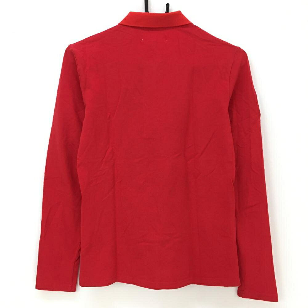 【美品】MUスポーツ 長袖ポロシャツ レッド 犬ワッペン レディース 40(M) ゴルフウェア M・U SPORTS