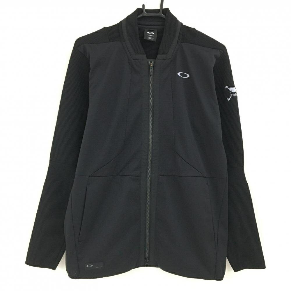 【超美品】オークリー 切替ジャケット 黒 ロゴライトグレー メンズ XL ゴルフウェア Oakley