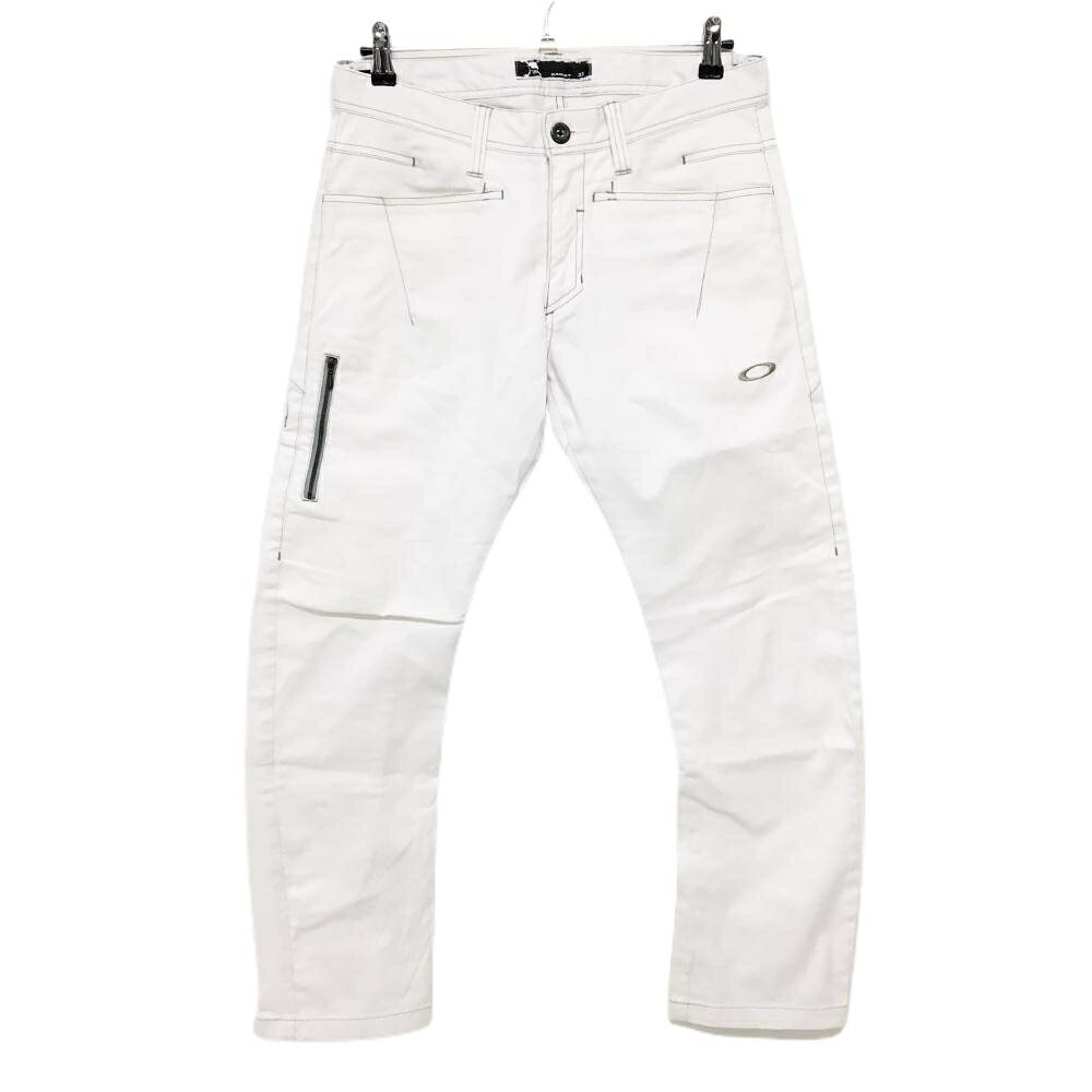 オークリー パンツ 白 グレーステッチ ロゴ刺しゅう ストレッチ メンズ 33 ゴルフウェア Oakley