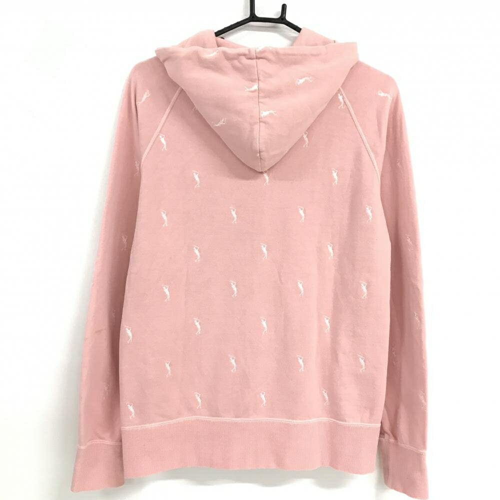 マークアンドロナ ジップパーカー ピンク×白 スカル刺しゅう総柄 ジャケット メンズ M ゴルフウェア MARK＆LONA