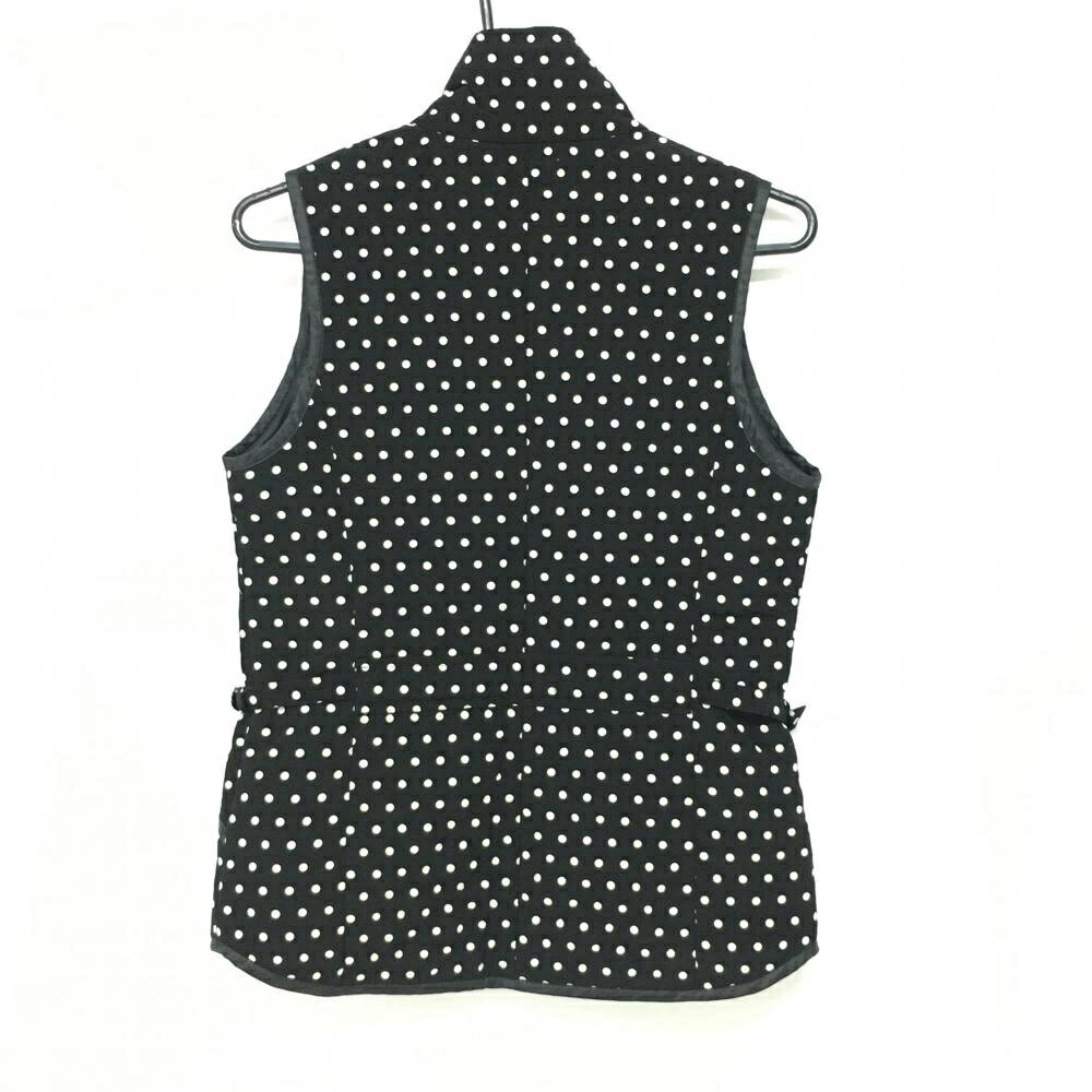 【ポイント10倍！楽天スーパーセール期間限定】【超美品】ヒールクリーク 中綿ベスト 黒×ライトベージュ ドット柄 ダブルジップ レディース 40(M) ゴルフウェア Heal Creek