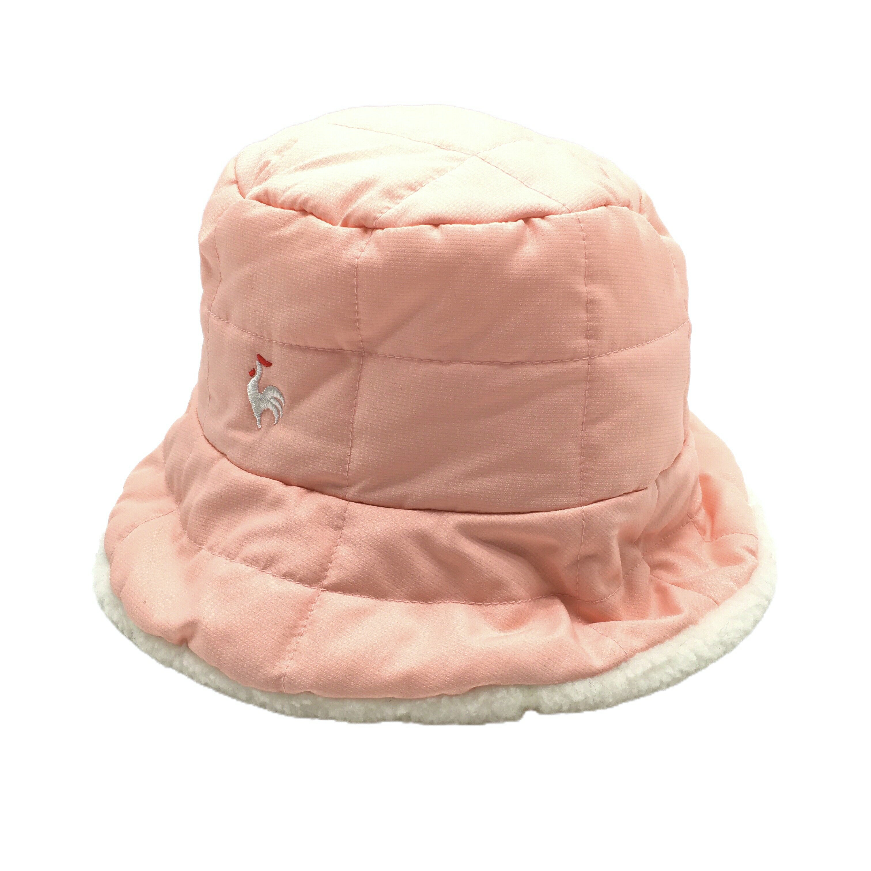 【超美品】ルコック ハット ライトピンク ロゴ刺しゅう 裏ボア FREE ゴルフウェア le coq sportif