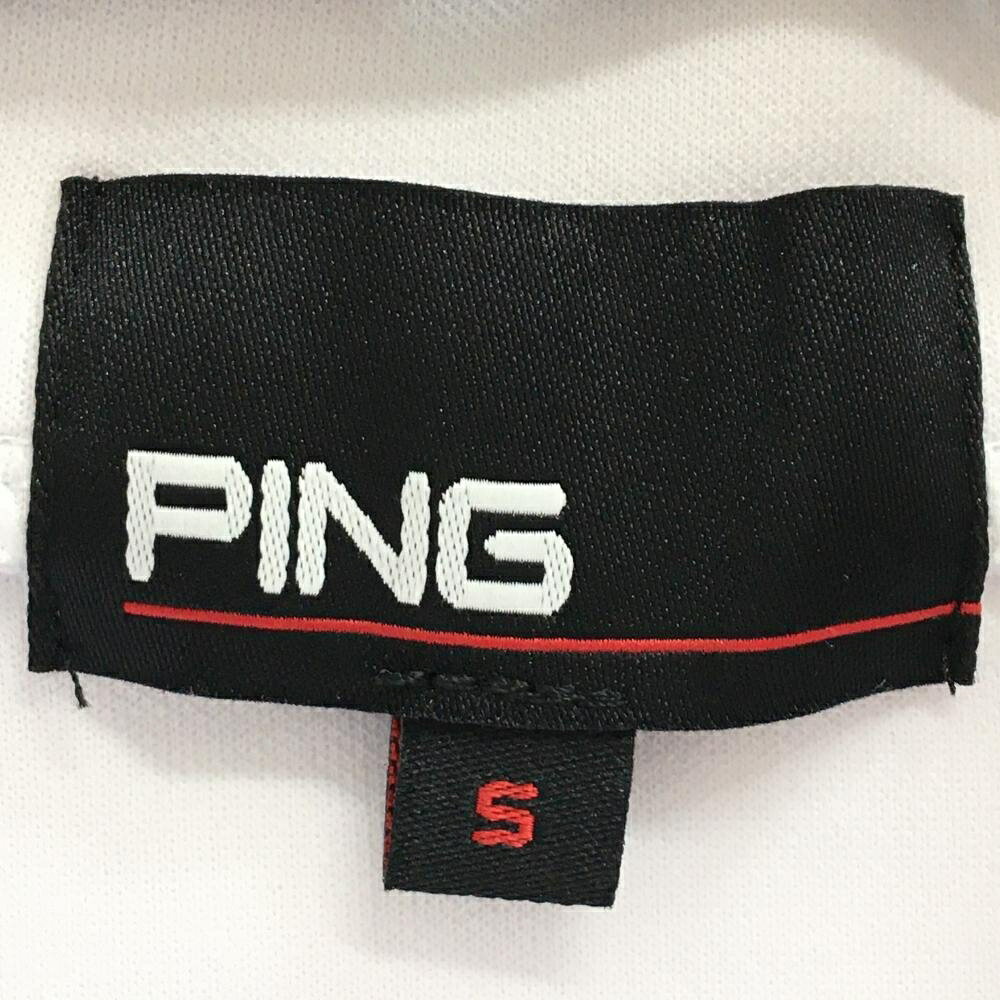 【超美品】ピン 長袖ハイネックシャツ 白 ロゴ ストレッチ レディース S ゴルフウェア 2024年モデル PING