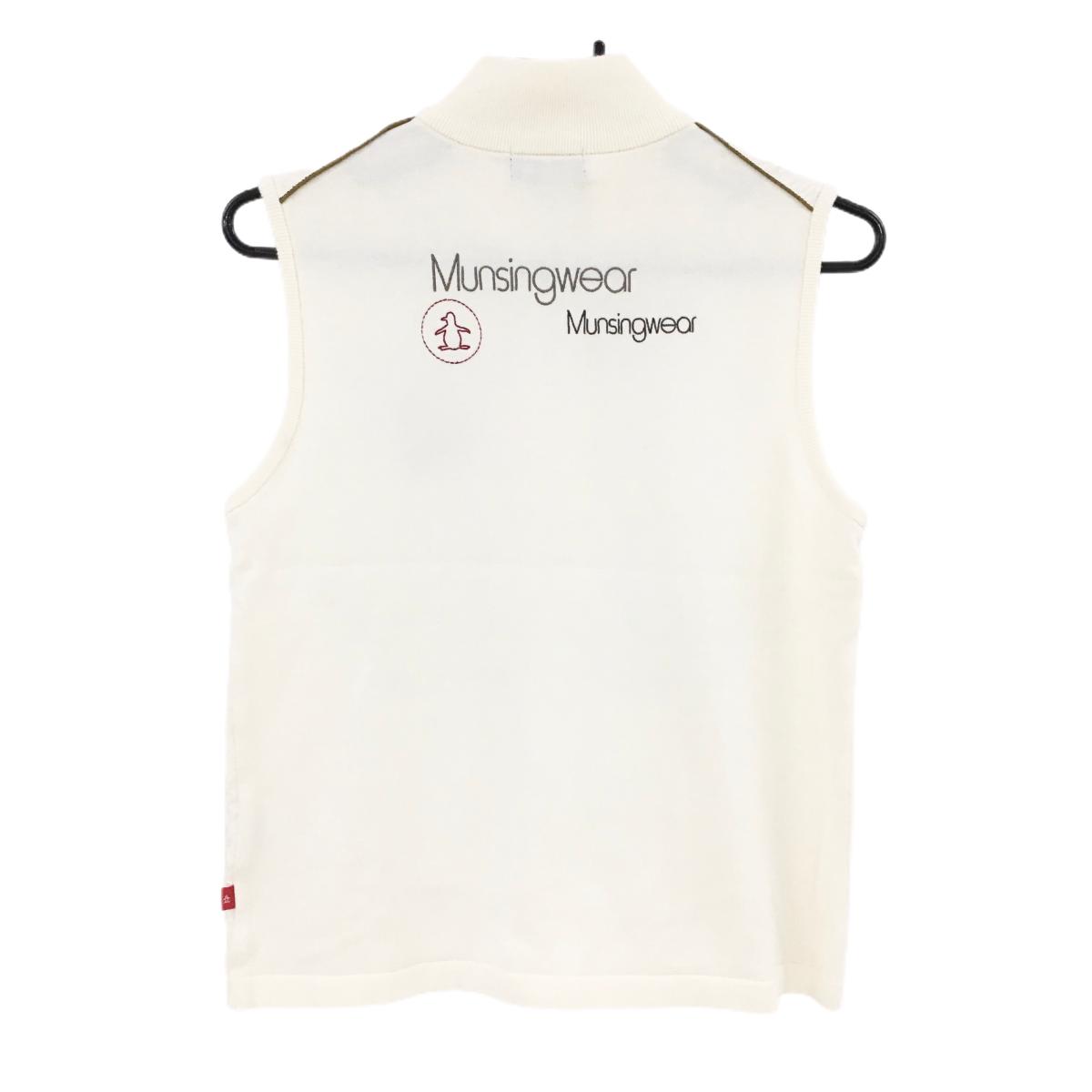 【美品】マンシングウェア 切替ニットベスト　アイボリー 上部・サイド異素材 レディース M ゴルフウェア Munsingwear