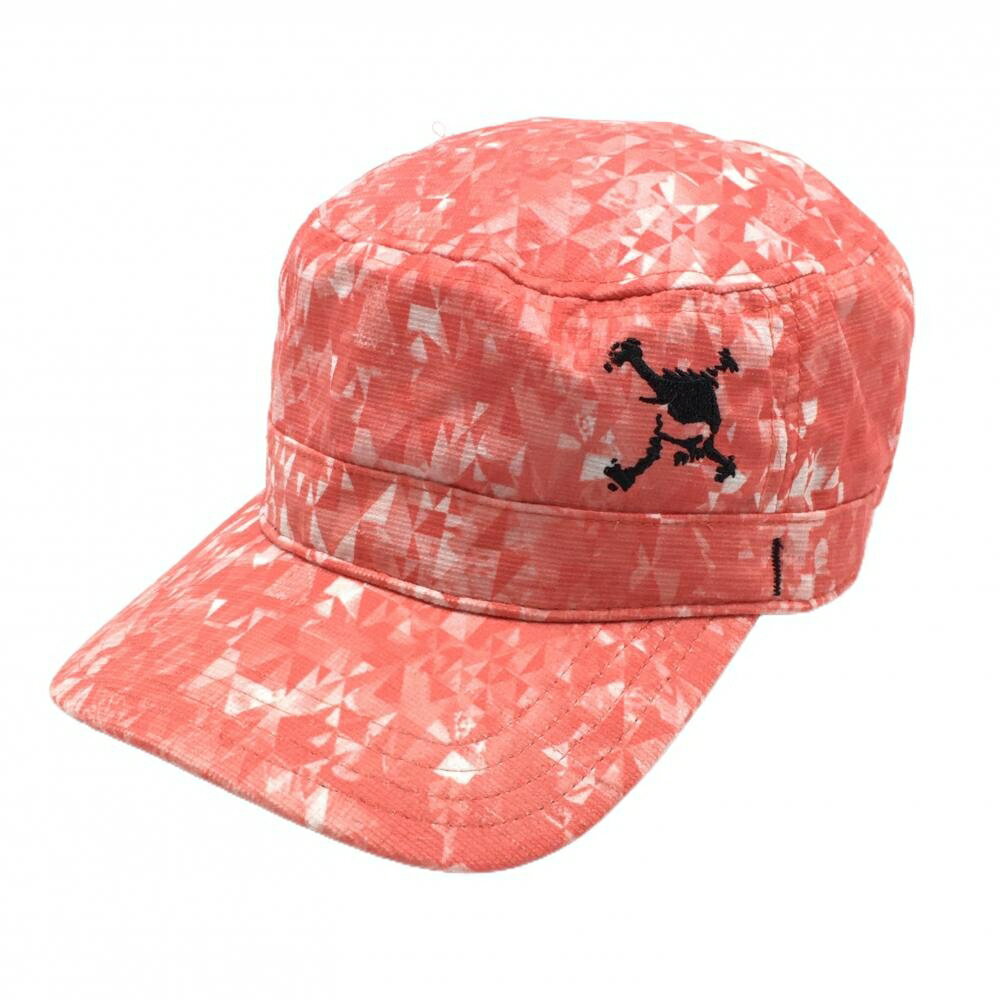 【美品】オークリー ワークキャップ レッドオレンジ×白 総柄 スカル　 ゴルフウェア Oakley