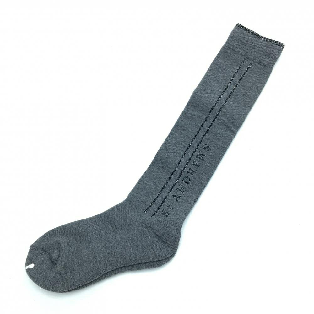 【新品】セントアンドリュース ハイソックス グレー ラメ 抗菌防臭 レディース S/M22.5-25.0 ゴルフウェア St ANDREWS