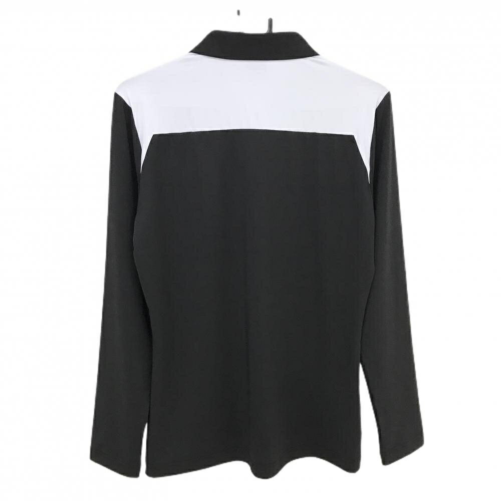 【超美品】タイトリスト 長袖ポロシャツ 黒×白 ハーフジップ ロゴ ストレッチ レディース XL ゴルフウェア TITLEIST