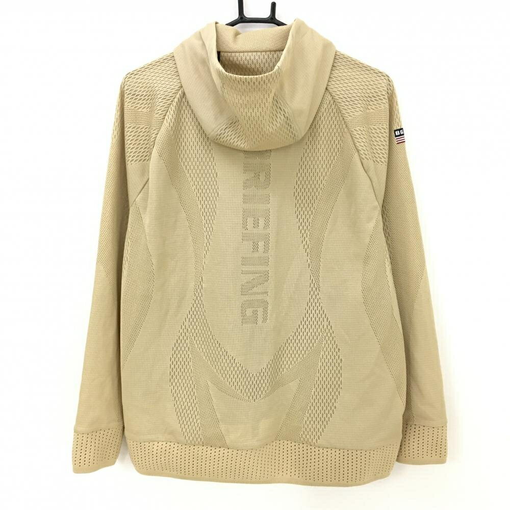 【超美品】ブリーフィング ニットジップパーカー ベージュ 一部透かし編み メンズ L ゴルフウェア BRIEFING