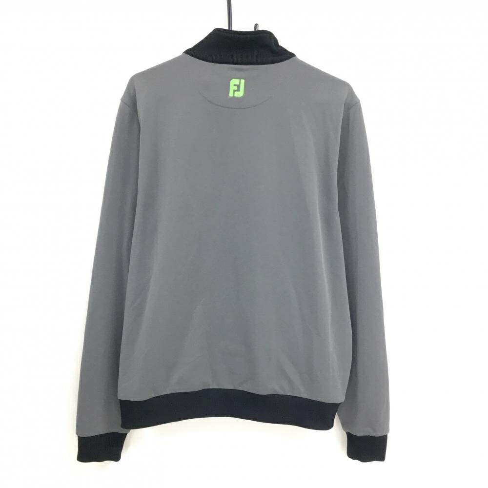 【美品】フットジョイ ジャケットブルゾン ダークグレー×黒 ロゴ刺しゅう メンズ XL ゴルフウェア FootJoy