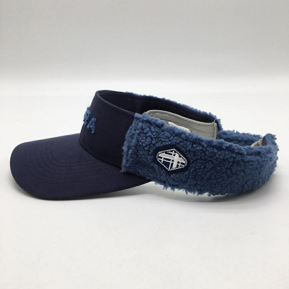 【美品】フィドラ ボアサンバイザー ネイビー×ブルー ロゴ FREE ゴルフウェア FIDRA