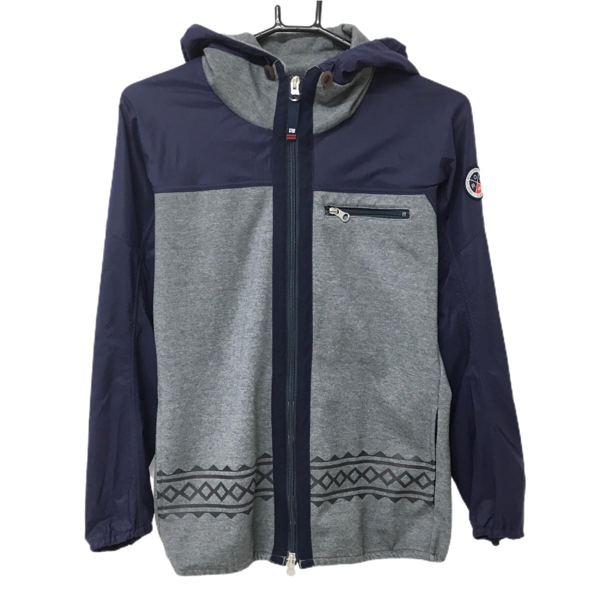 Untitled Sport - ロサーセン ジップパーカー グレー×ネイビー 異素材 裏一部メッシュ ジャケット レディース M ゴルフウェア Rosasen