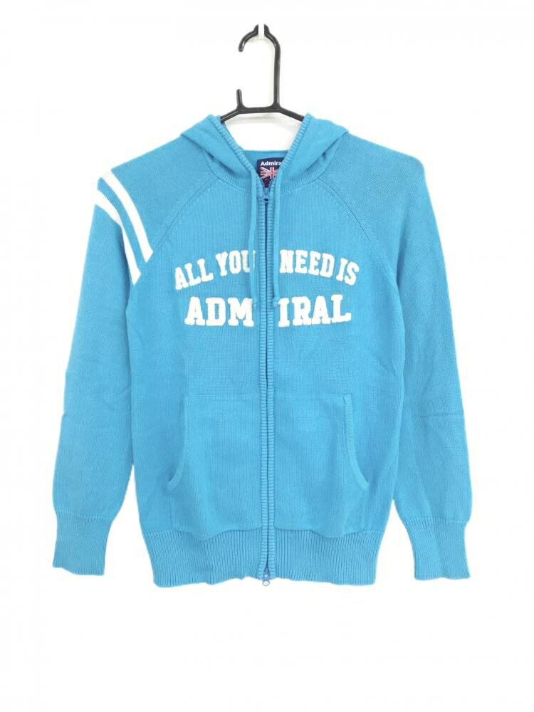 アドミラル ニットジップパーカー ブルー×白 ジャケット レディース M ゴルフウェア Admiral