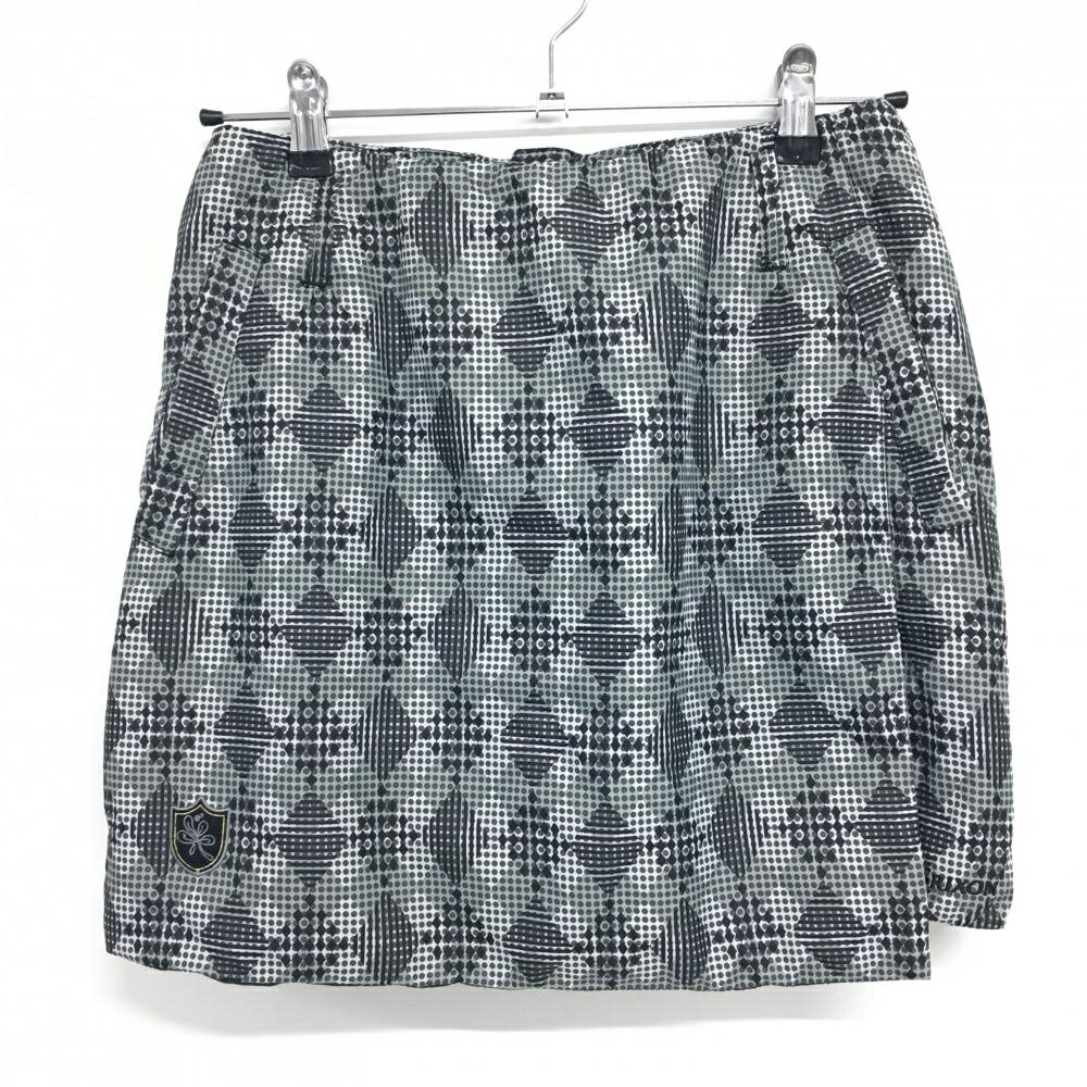 【超美品】スリクソン 中綿スカート グレー×黒 ダイヤ柄 ドット レディース M ゴルフウェア SRIXON