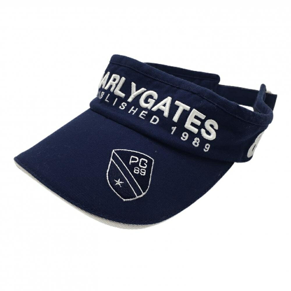 パーリーゲイツ サンバイザー ネイビー×白 立体ロゴ刺しゅう M ゴルフウェア PEARLY GATES