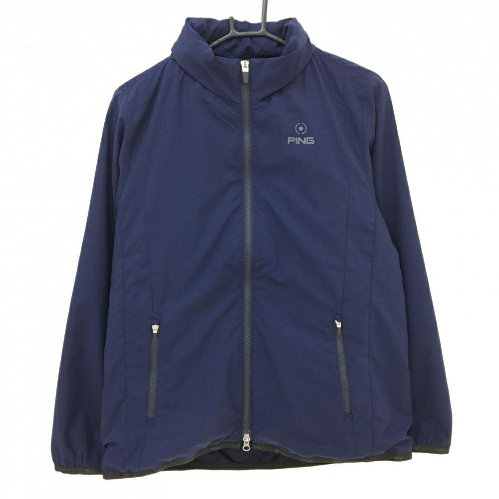 【美品】ピン ライナー付ジャケット ネイビー フリースベスト フード収納 メンズ L ゴルフウェア PING