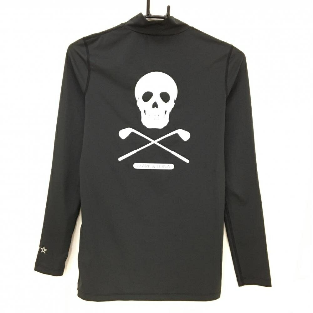 【超美品】マークアンドロナ ハイネックインナーシャツ 黒×白 スカル 袖ロゴ レディース WM ゴルフウェア MARK＆LONA