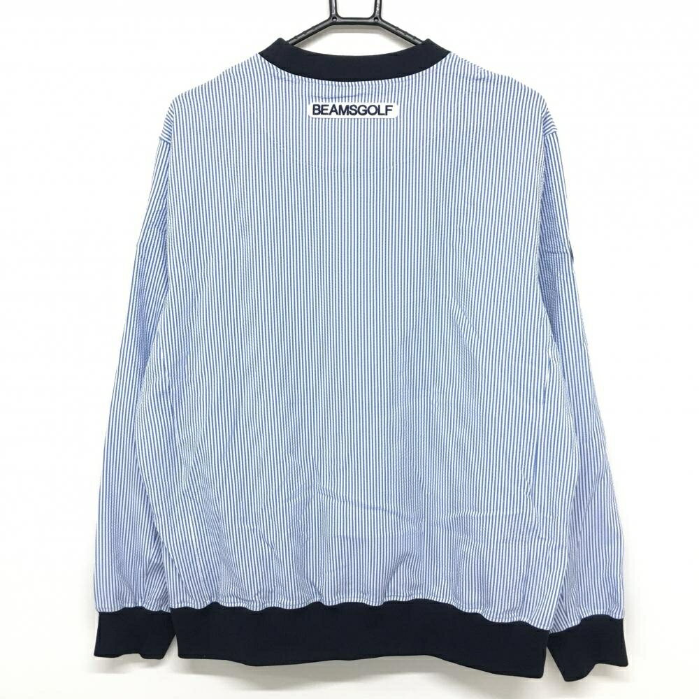 【超美品】ビームスゴルフ スニード ライトブルー×白 サッカー生地 ストライプ ブルゾン メンズ L ゴルフウェア 2025年モデル BEAMS GOLF
