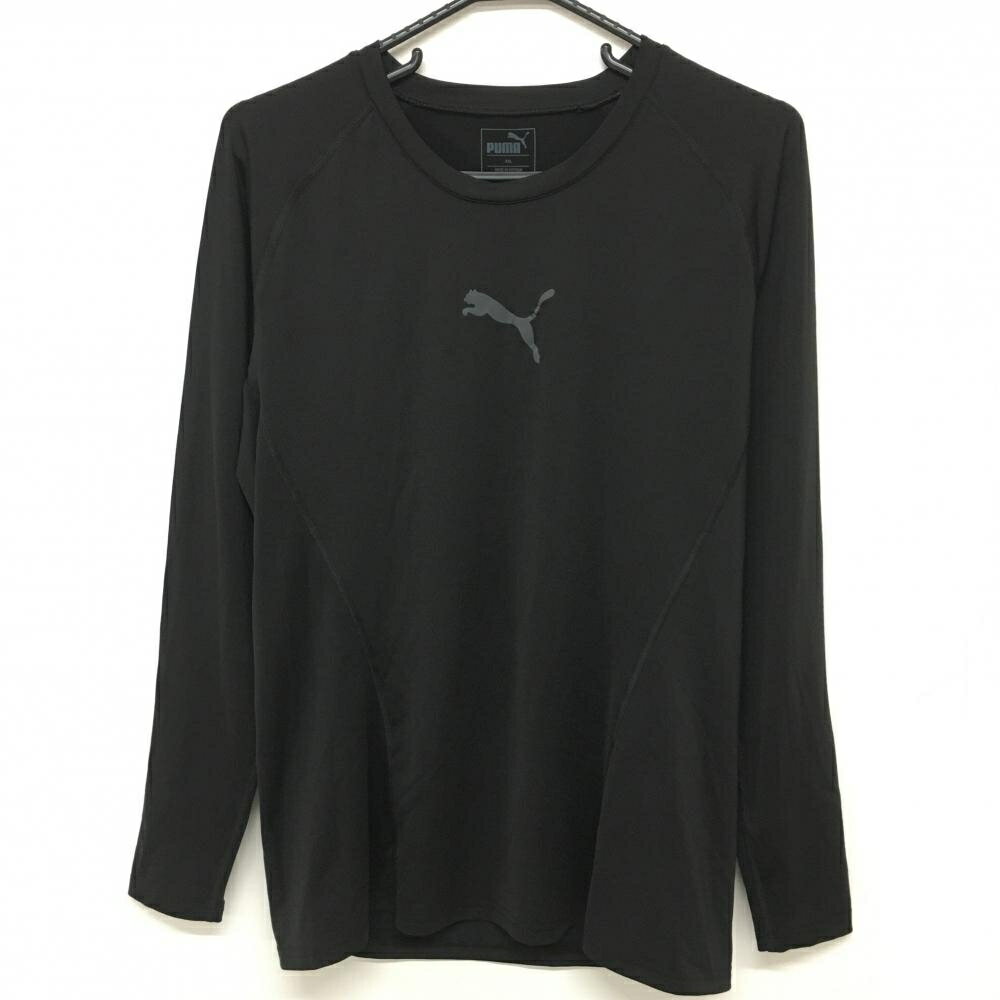 【美品】プーマ 長袖クルーネックインナーシャツ 黒 ストレッチ メンズ XXL ゴルフウェア PUMA
