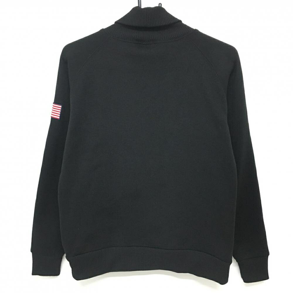 【超美品】チャンピオン タートルネックセーター 黒×イエロー フロントロゴ 裏起毛 袖ワッペン レディース LARGE ゴルフウェア Champion