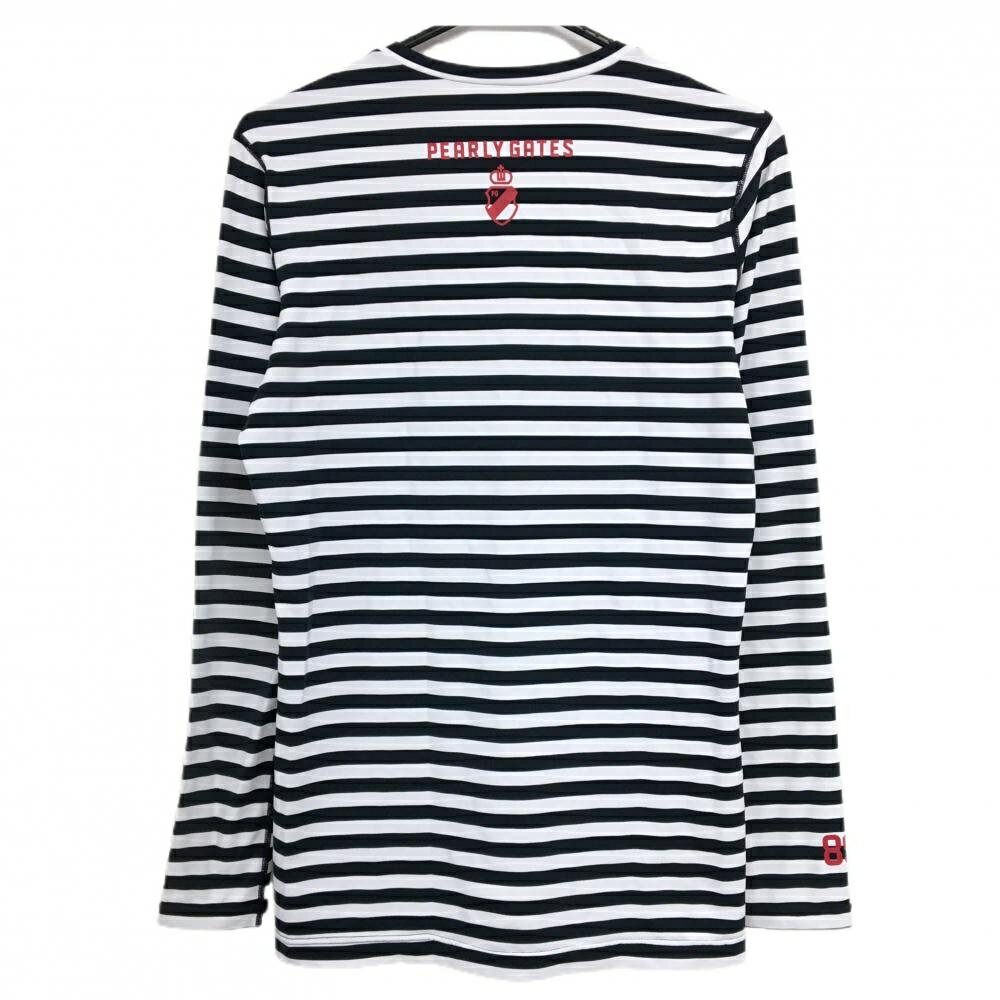 パーリーゲイツ インナーシャツ 白×ネイビー ボーダー ロゴプリント ストレッチ メンズ 4(M) ゴルフウェア PEARLY GATES