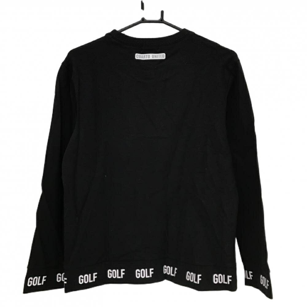 クアルトユナイテッド トレーナー 黒×白 胸元ロゴ 星 薄手 ジップポケット レディース L ゴルフウェア CUARTO UNITED