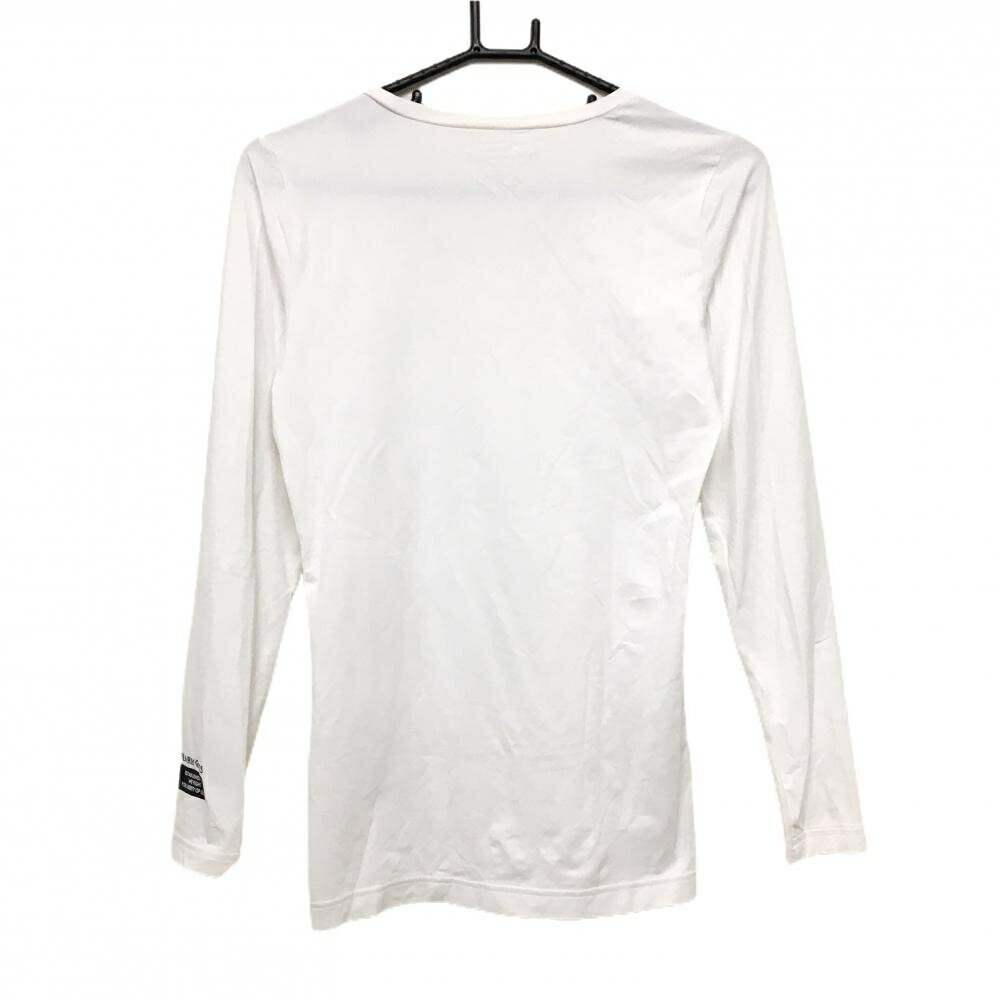 【美品】パーリーゲイツ インナーシャツ 白 メッシュ調 袖ロゴ レディース 2(L) ゴルフウェア PEARLY GATES
