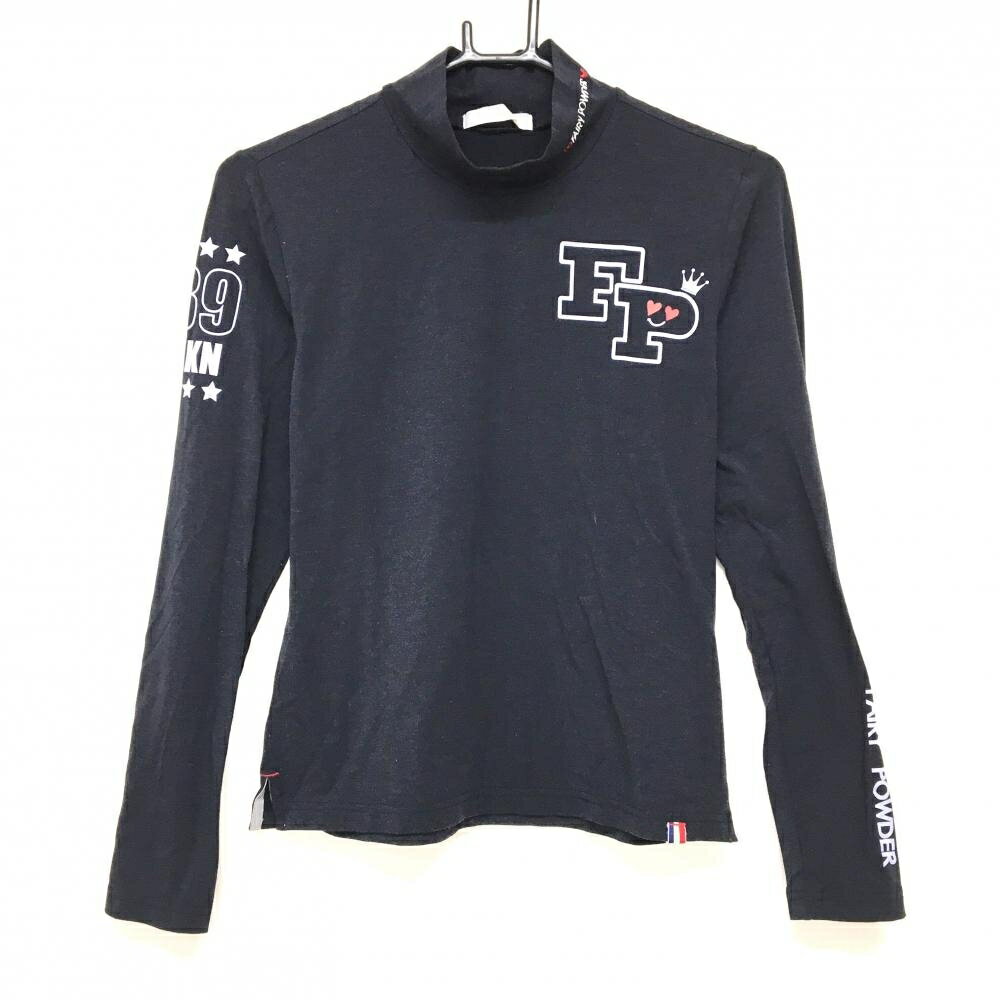【超美品】フェアリーパウダー 長袖ハイネックシャツ ダークネイビー×ライトパープル レディース 2(M) ゴルフウェア FAIRY POWDER