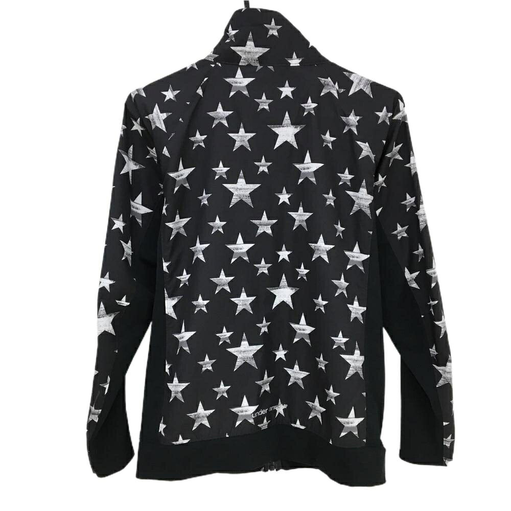 【美品】アンダーアーマー ジャケット 黒×白系 星柄 切替 レディース MD ゴルフウェア UNDER ARMOUR