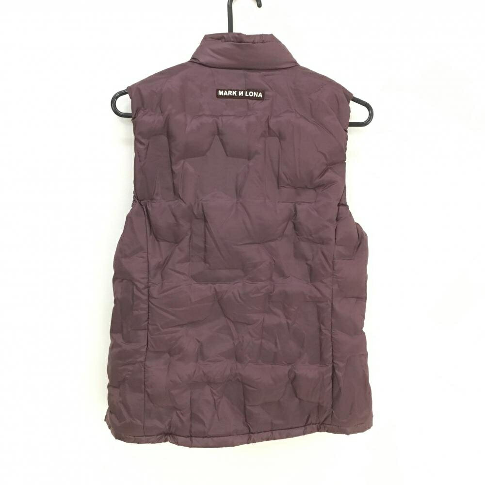 【超美品】マークアンドロナ ダウンベスト ダークパープル系 裏起毛 凹凸生地 軽量 レディース 38(M) ゴルフウェア MARK＆LONA