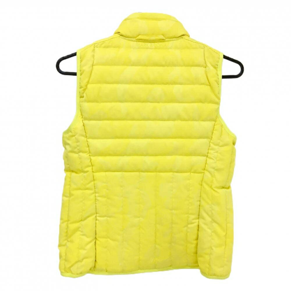 マークアンドロナ ダウンベスト イエロー 迷彩調地模様 カモフラ スカル ポケッタブル 収納可 レディース 38(M) ゴルフウェア MARK＆LONA