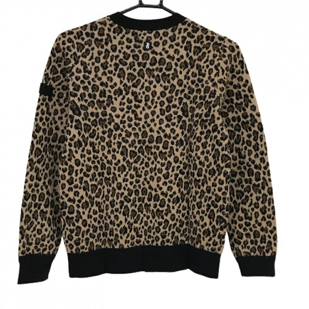 パーリーゲイツ セーター ライトブラウン×黒 レオパード ヒョウ柄 カシミヤ混 ニット レディース 1(M) ゴルフウェア PEARLY GATES