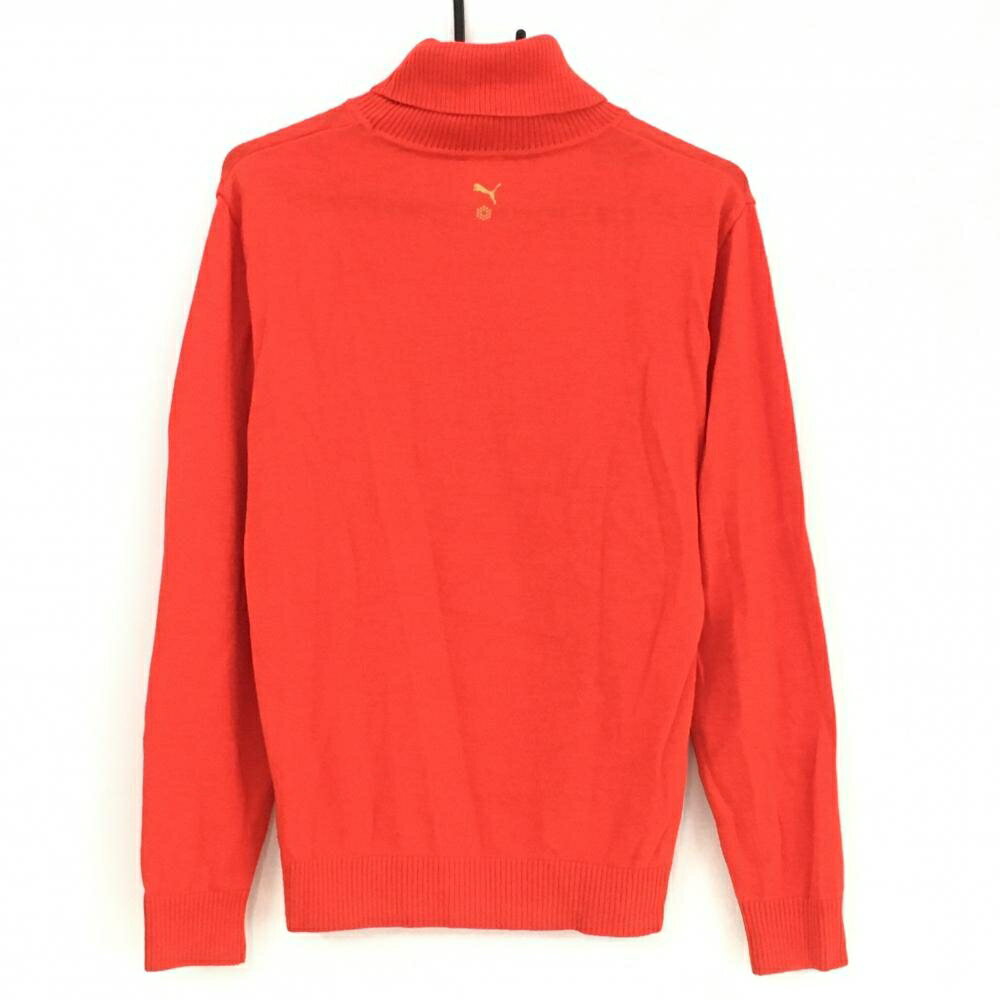 【ポイント10倍！楽天スーパーセール期間限定】【超美品】プーマ タートルネックセーター レッド ロゴ刺しゅう ウール混 ニット メンズ L ゴルフウェア PUMA