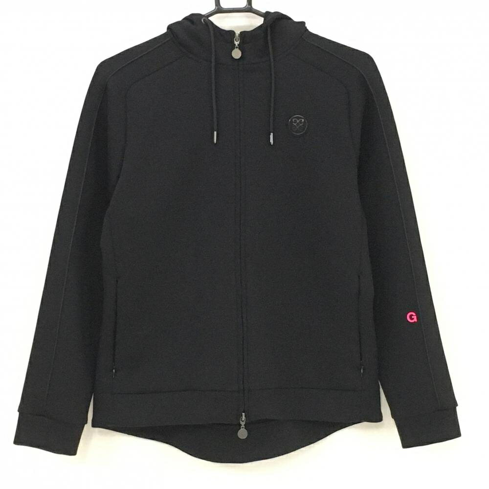 【超美品】ジーフォア ジップパーカー 黒 背面刺しゅう ダンボールニット レディース 40(L) ゴルフウェア G/FORE