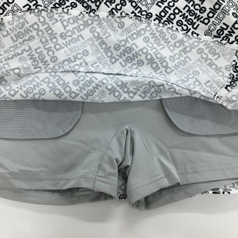 【超美品】ニューバランスゴルフ スカート 白×ネイビー ロゴ総柄 ストレッチ レディース 0(S) ゴルフウェア New Balance 3