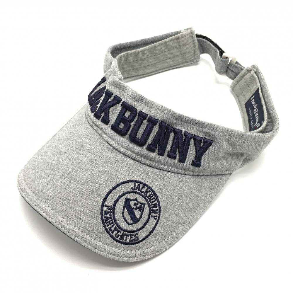 【美品】ジャックバニー サンバイザー グレー×ネイビー ゴルフウェア Jack Bunny