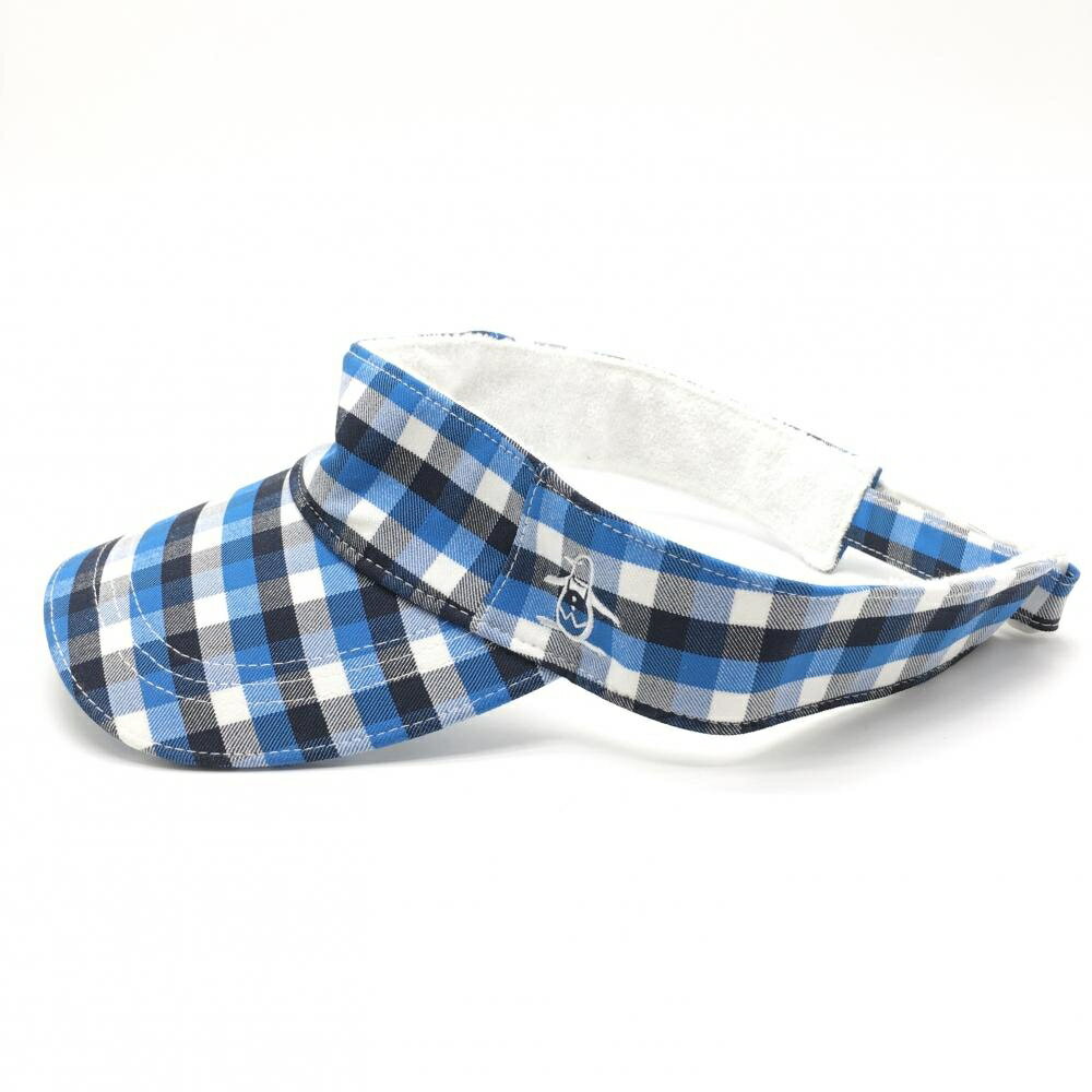 マンシングウェア サンバイザー ブルー×ネイビー チェック 内側パイル地 F(56-60cm） ゴルフウェア Munsingwear