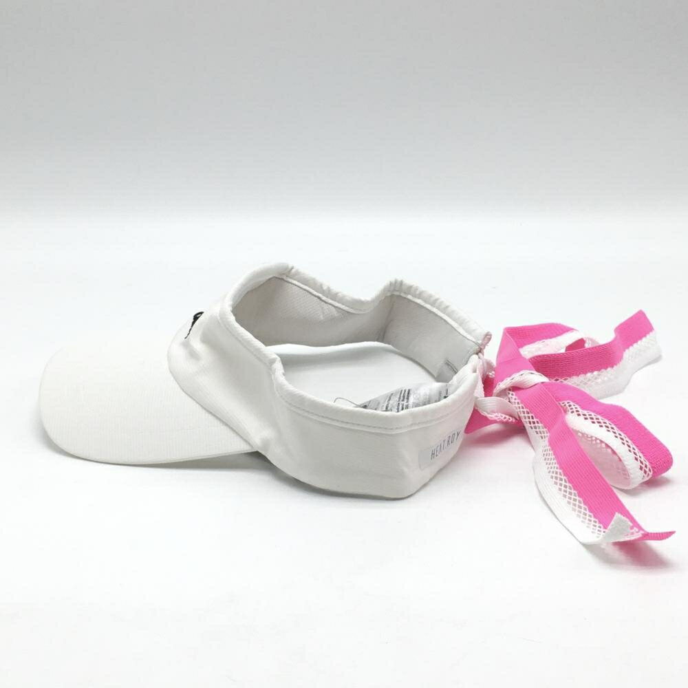 【新品】アディダス サンバイザー 白×ピンク リボン HEAT.RDY レディース OSFW(54-...