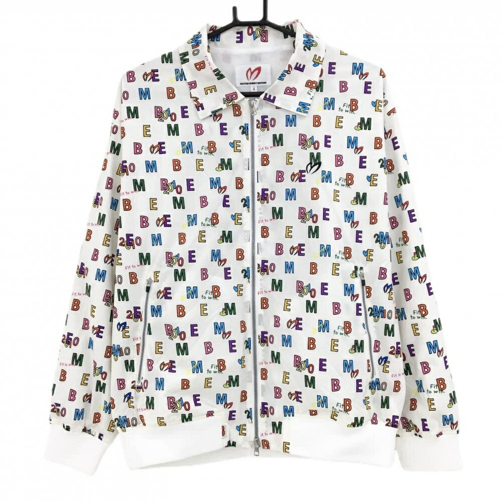 【当店ポイント5倍！2月1日限り】【新品】マスターバニー ジャケットブルゾン 白×マルチカラー ロゴ総柄 メンズ 4(M) ゴルフウェア 2024年モデル MASTER BUNNY EDITION