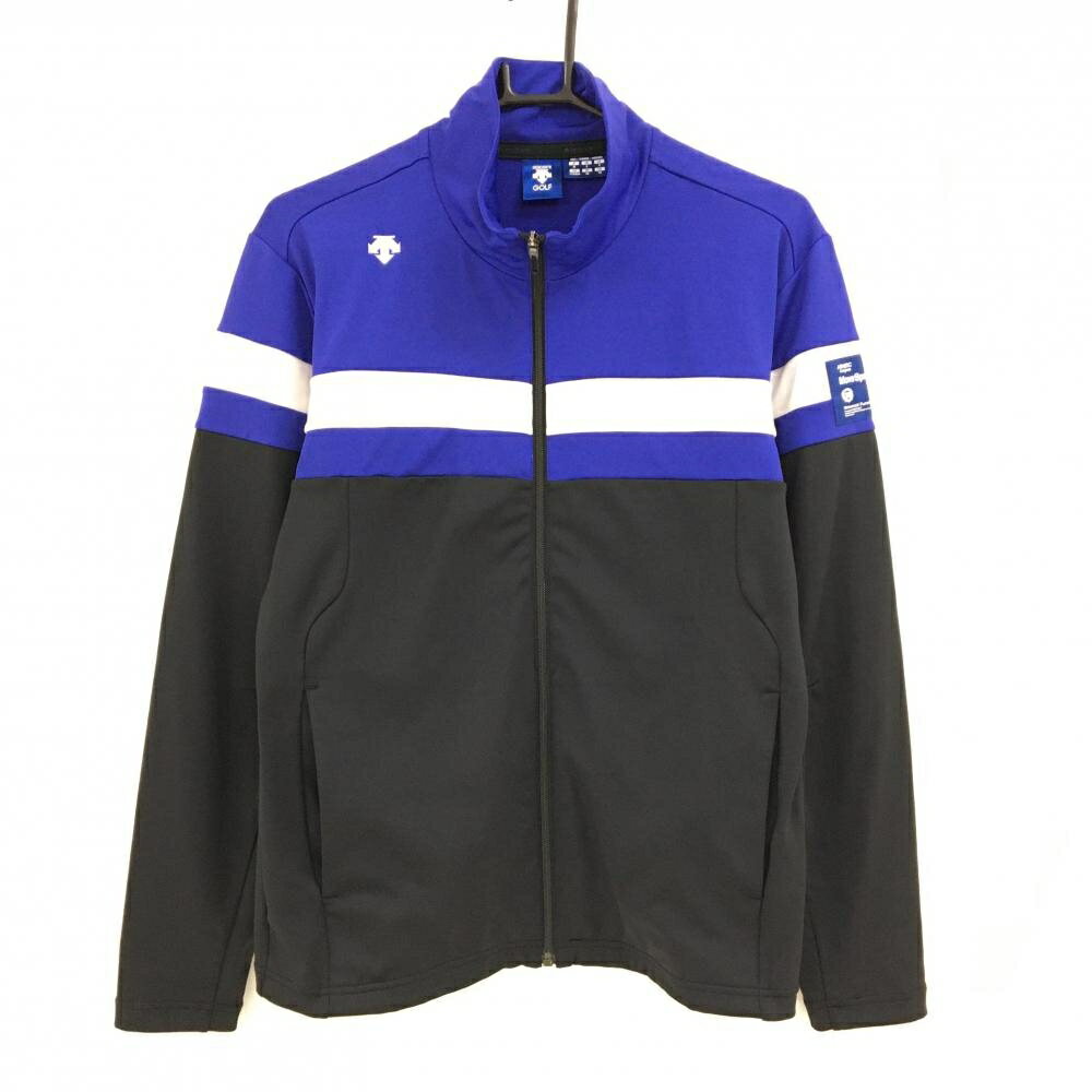 TAKEO KIKUCHI SPORT - 【超美品】デサントゴルフ ハイネックジャケット 黒×ブルー 肩ロゴ 袖ワッペン 中田英寿　 メンズ M ゴルフウェア DESCENTE