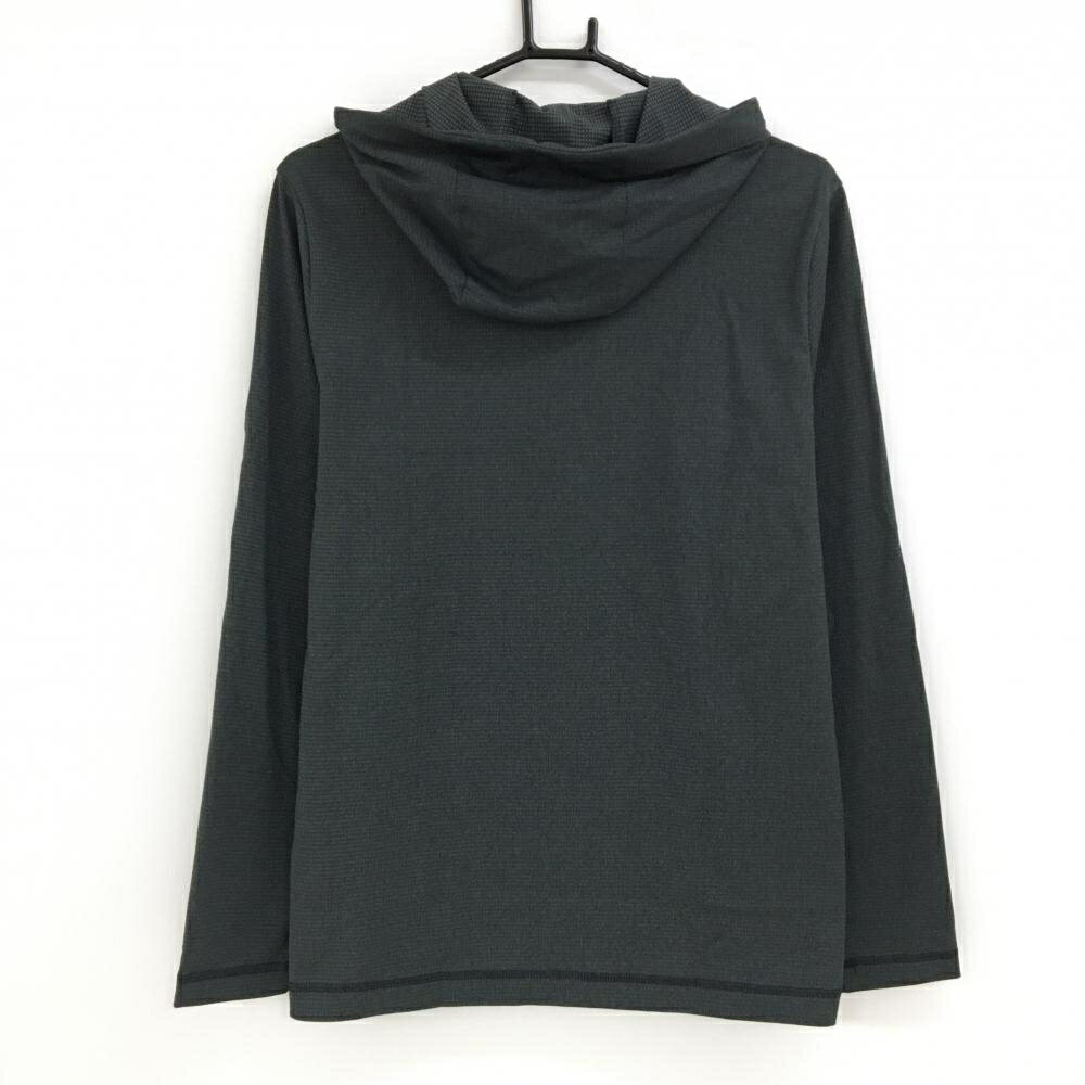 【超美品】アディダス フード付長袖Tシャツ グレー 総柄地模様 フードドローコード パーカー メンズ M ゴルフウェア 2024年モデル adidas