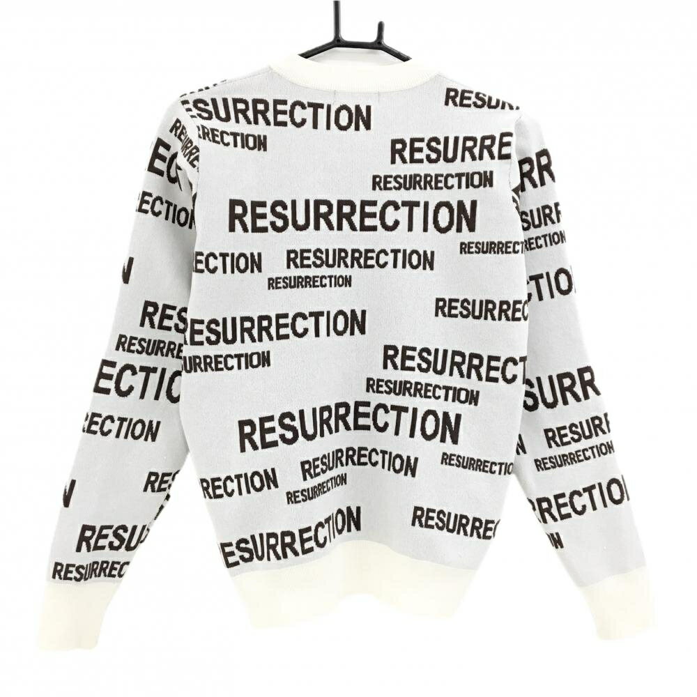 レザレクション セーター 白×ブラウン ロゴ総柄 ニット レディース M ゴルフウェア Resurrection