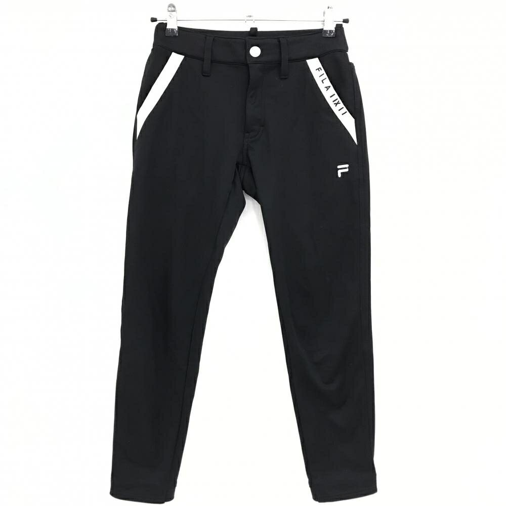 フィラゴルフパンツ黒×白ロゴ刺しゅ...