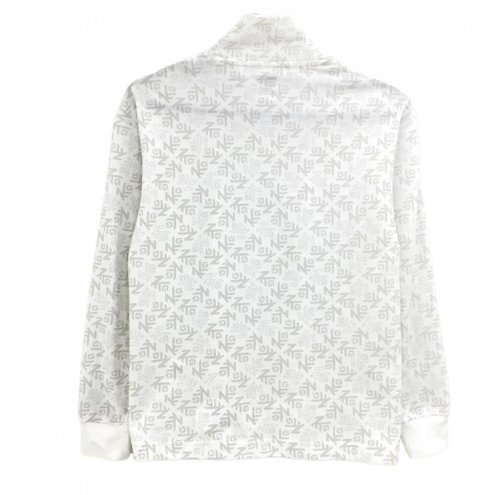 ニューエラ 長袖ハイネックシャツ 白×ライトグレー 総柄 ネックロゴ レディース WOMANS　MEDIUM(M) ゴルフウェア New Era