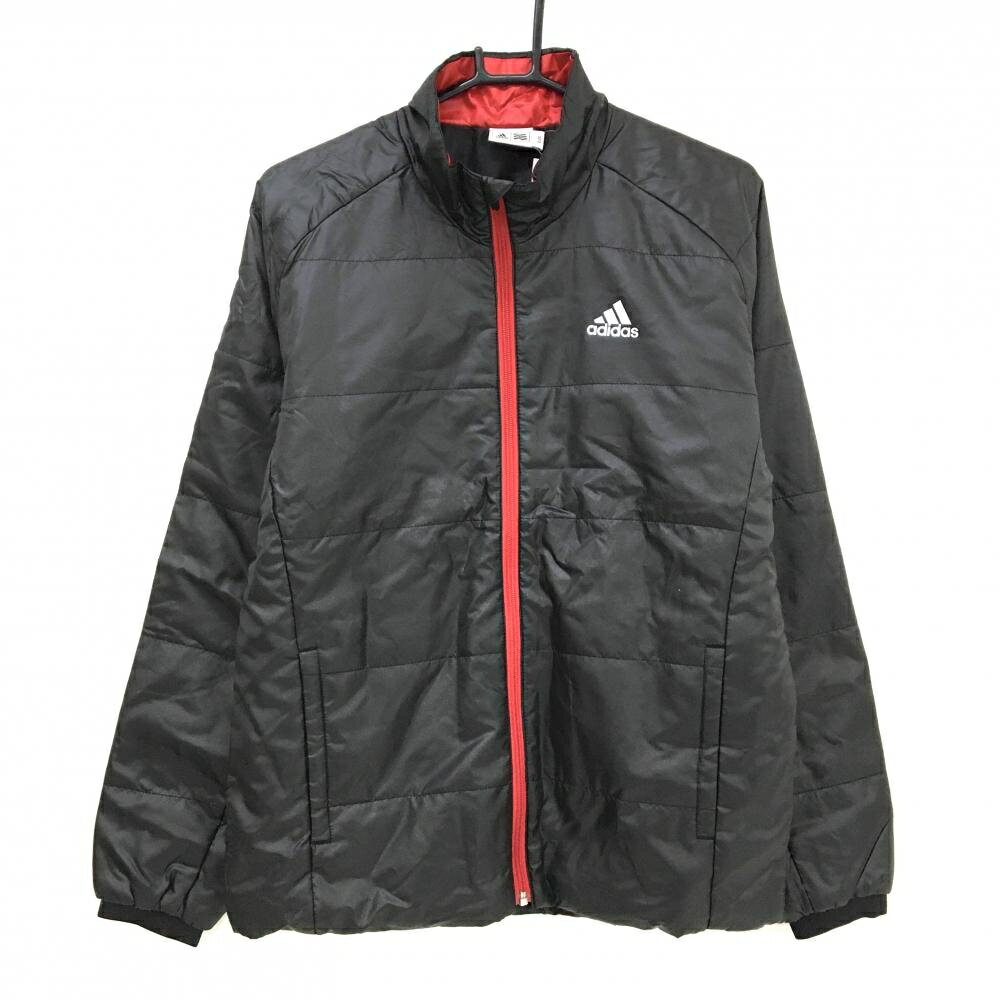 【新品】アディダス 中綿ジャケット 黒×レッド ロゴシルバー メンズ L/G ゴルフウェア adidas