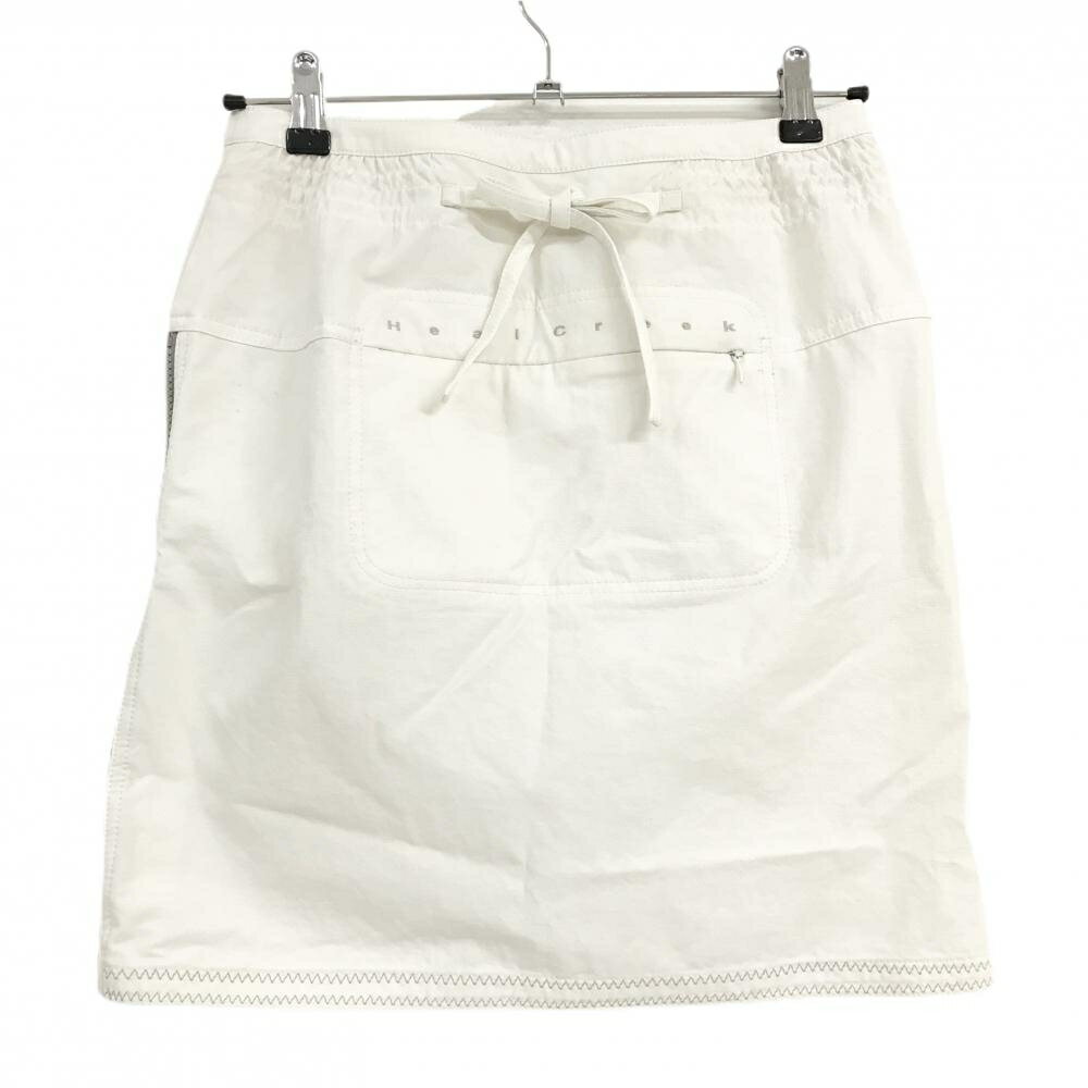 ヒールクリーク スカート 白×グレー サイドジップ 後ろリボン レディース 40(M) ゴルフウェア Heal Creek