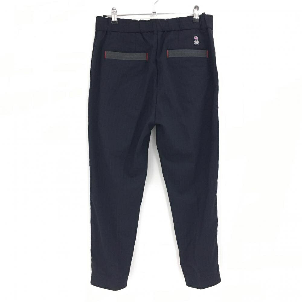 【美品】サイコバニー ジョガーパンツ ネイビー×ライトグレー ストライプ ワッペン メンズ L ゴルフウェア Psycho Bunny