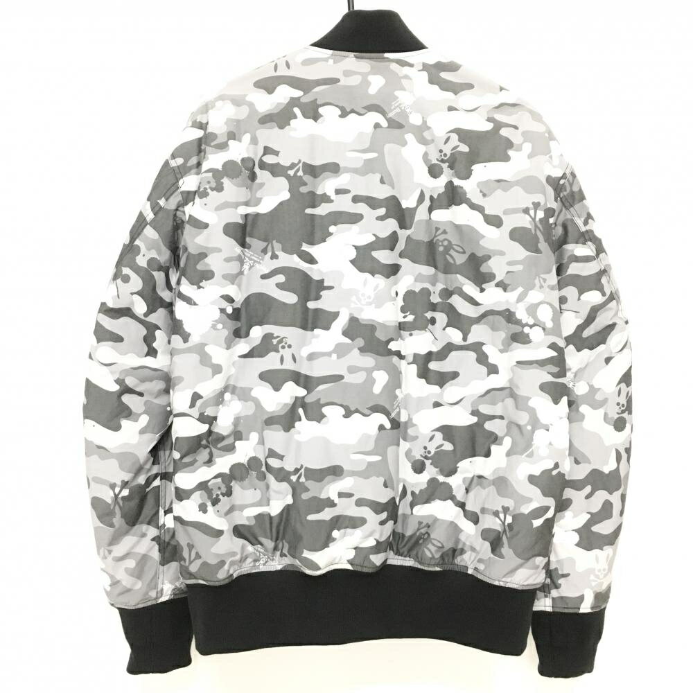 【美品】サイコバニー 中綿ジャケット グレー×白 カモフラ柄 迷彩 スカルラビット メンズ L ゴルフウェア Psycho Bunny