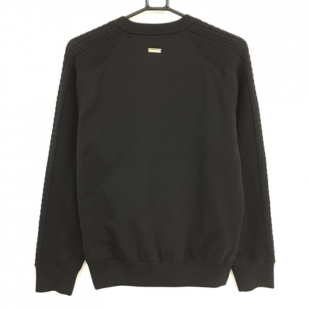 【超美品】セントアンドリュース セーター 黒 裏地付 胸ロゴ刺しゅう ニット レディース M ゴルフウェア 2024年モデル St ANDREWS