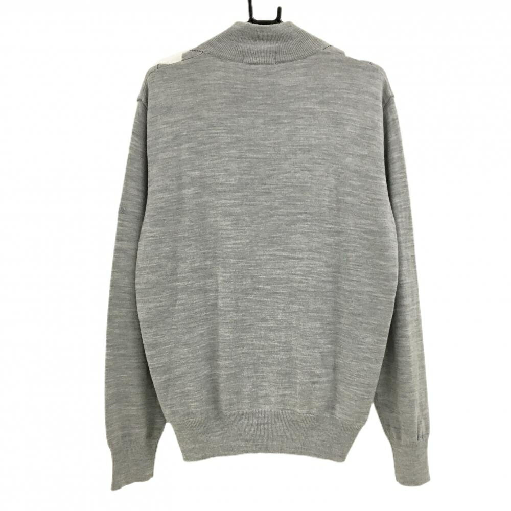 タイトリスト ニットジャケット グレー×ピンク アーガイル柄 蓄熱裏地 ウール混 メンズ LL ゴルフウェア TITLEIST