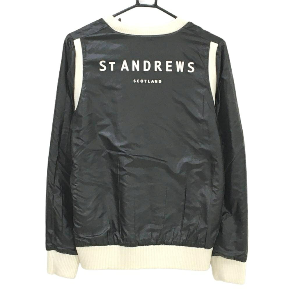 セントアンドリュース リバーシブルスニード 黒×白 裏ニット ウール混 ブルゾン レディース L ゴルフウェア St ANDREWS